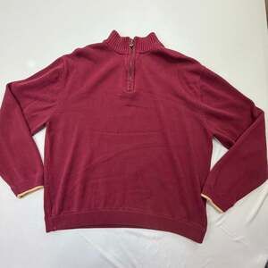 George Men's Quarter Zip Pullover Sweater Size L (42/44) Bordeaux